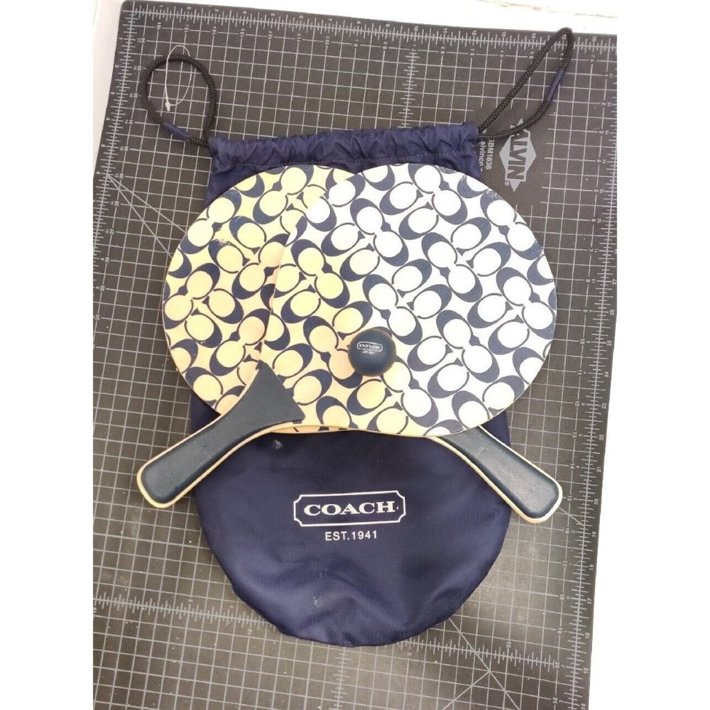 Official Coach Logo Print All-Over Paddle Ball Set W/ Carrying Case & Ball Used